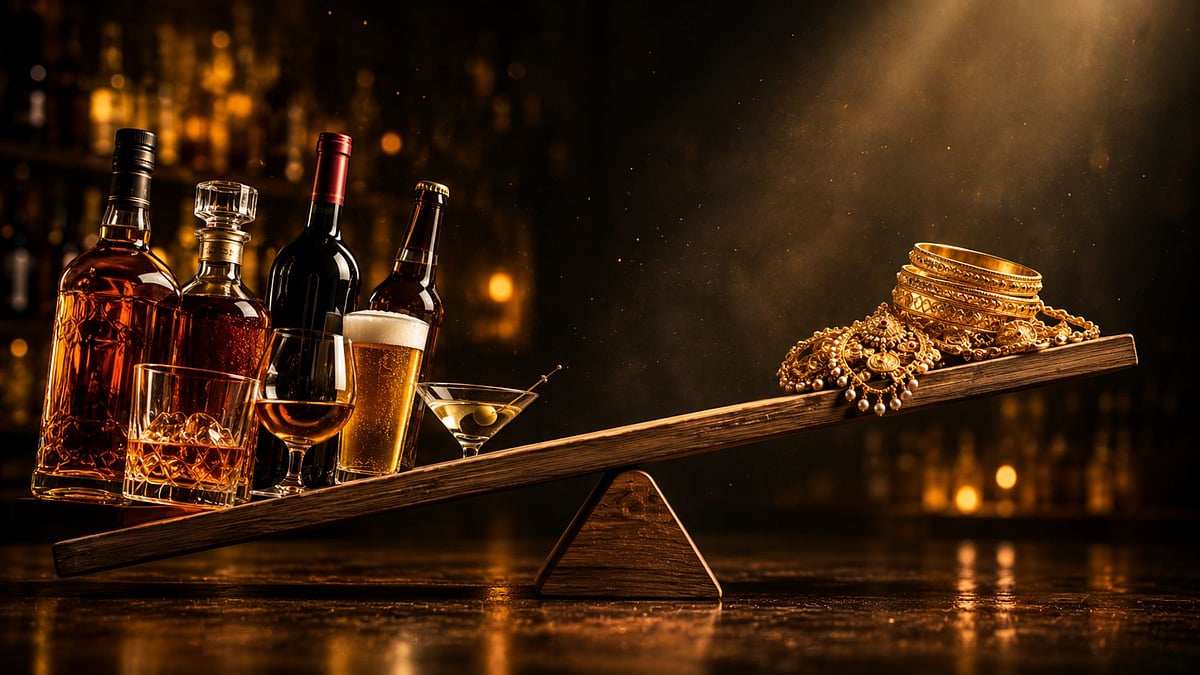 India's alcohol consumption surpasses jewellery spending - AI generated