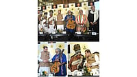 Sundeep Bhutoria with Pt Vishwa Mohan Bhatt, Shishir Bajoria, and Ashok Jaiswal at the Chaltabagan press meet in Kolkata with Ramnani Samaj members from Chhattisgarh.