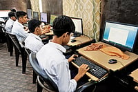Students learning computers