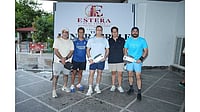Inner Circle Invitational Pickleball League Debuts In New Delhi left to right Tarun khanna of 108 art projects, Shaleen jain organiser , Samant Brara of Estera real estate , Puranjay kataraa of Dace athletic club , and Amarjeet Batra , MD Spotify India