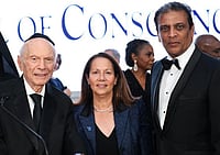 User : Raj Subramaniam, President & CEO FedEx Corporation with Karen Schneier Dresbach, Executive Vice President, & Rabbi Arthur Schneier, Founder & President, Appeal of Conscience Foundation.