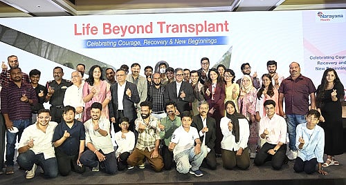 At Narayana Health’s Heart Transplant Press Conference, engaging with experts and media on advancements in heart transplantation and cardiac care - null