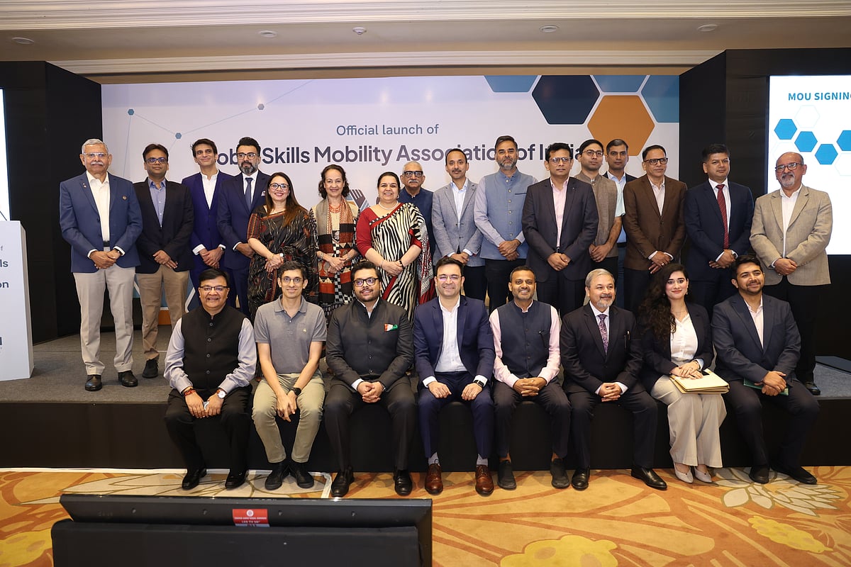 Founding members and industry leaders at the launch of the Global Skills Mobility Association of India (GSMAI) in New Delhi on 12 October 2026 - null