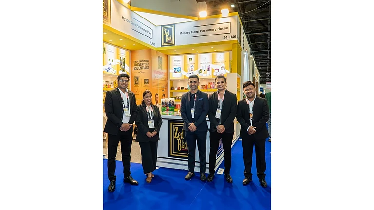 Mr Ankit Agrawal Director MDPH and Zed Black Agarbatti with Team Zed Black at Beautyworld Dubai - null
