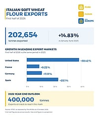 Italian Soft Wheat Flour Exports Maintain Positive Momentum