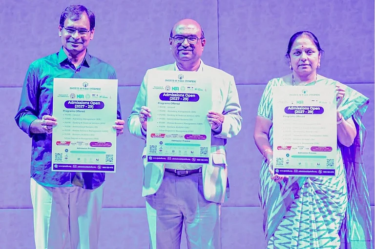 Prof. S Sreenivasa Murthy, Director, IPE (Centre), Prof. Rama Krishna Yelamanchiili (left) and Prof. M Meher Karuna (right) on the occasion of Poster and Information brochure launch - null