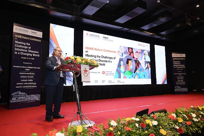Dr Sharath K Rao, Vice Chancellor, MAHE, sharing his insights during the MAHE Nature Conference - null