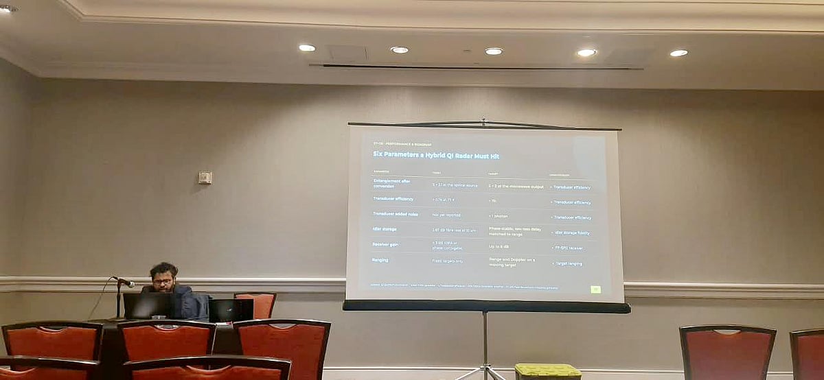Dr. Shivaraman Ramaswamy, Co-founder and CTO of BBBS, delivering the opening keynote on quantum radar at QuantEW 2026