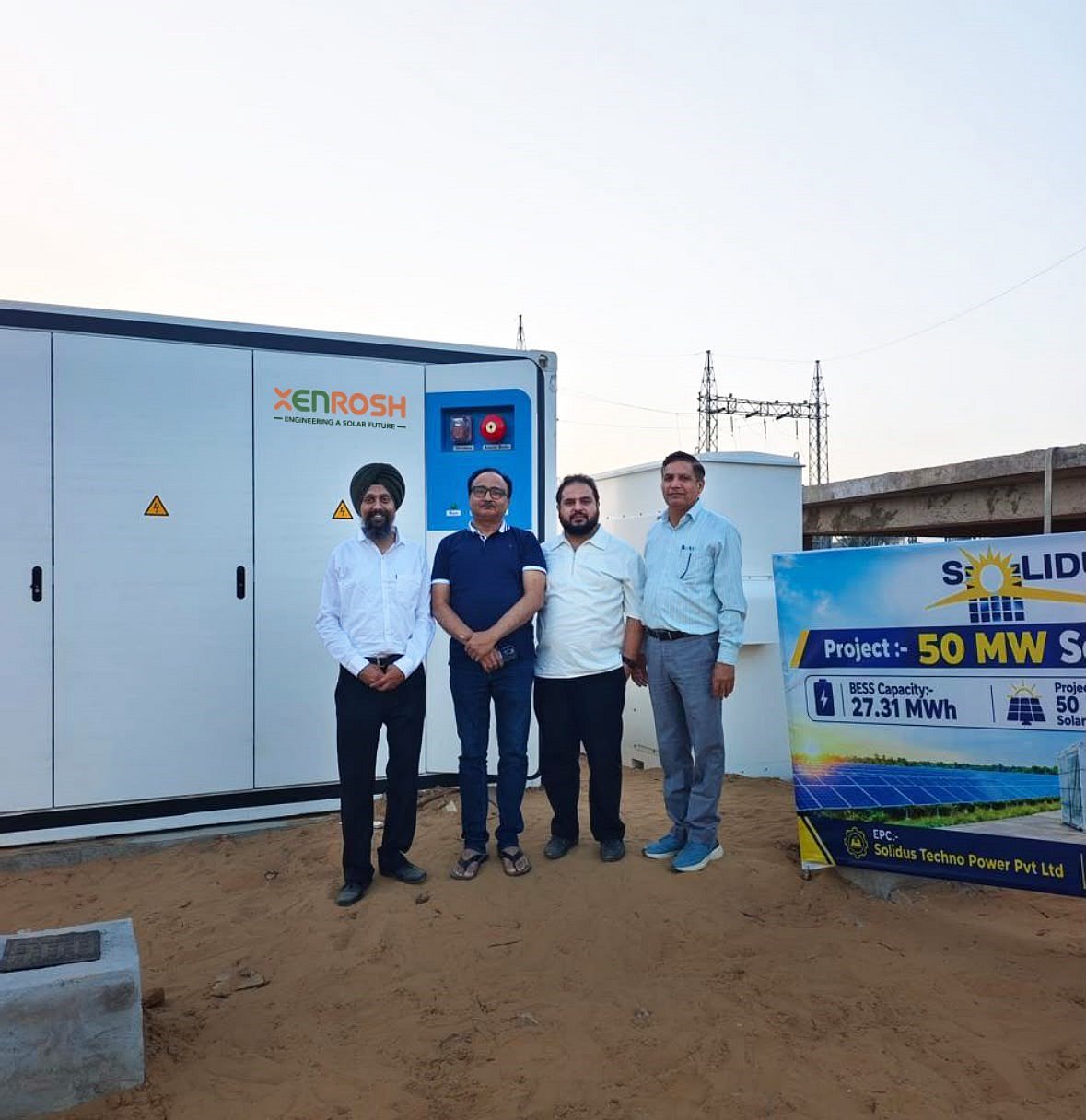 The image captures the successful delivery of Solidus Techno Power’s 27.31 MWh Battery Energy Storage System (BESS) integrated with 50MW solar project for SBF Ispat Private Limited - null