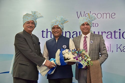From left to right- Mr Anurag Yadav, CEO Livasa Hospitals, Mr. Shantanu Nalavadi, MD, IndiaRF, Mr. Gladwin Nayyar, Facility Director, Livasa Hospital, Karnal - null