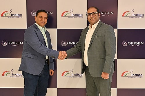 Ajit Kumar Jha, Director, Indigo Infra Projects and Varun Sharma, Managing Director, Origen Realty signs agreement for D-wall construction of The Oryza by Origen Realty - null