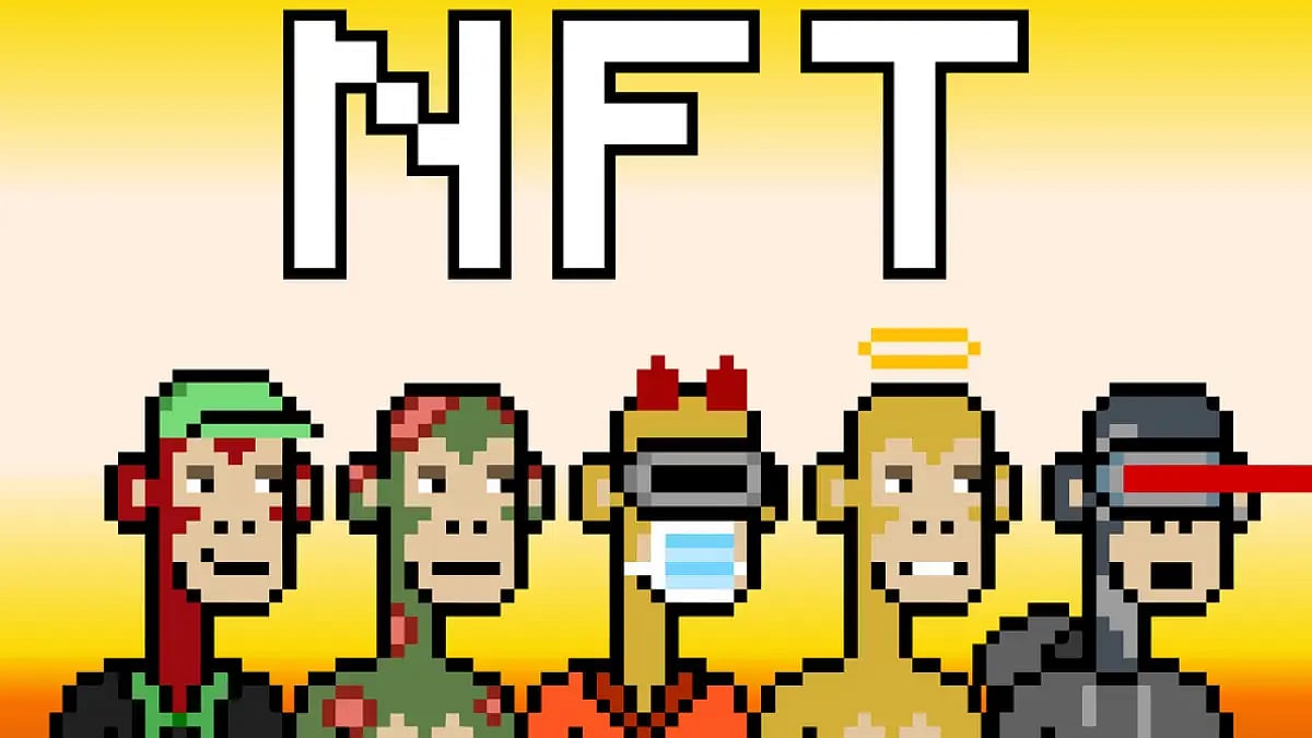 Cryptoapes NFT Collection set. Bored ape 16 bit pixel 