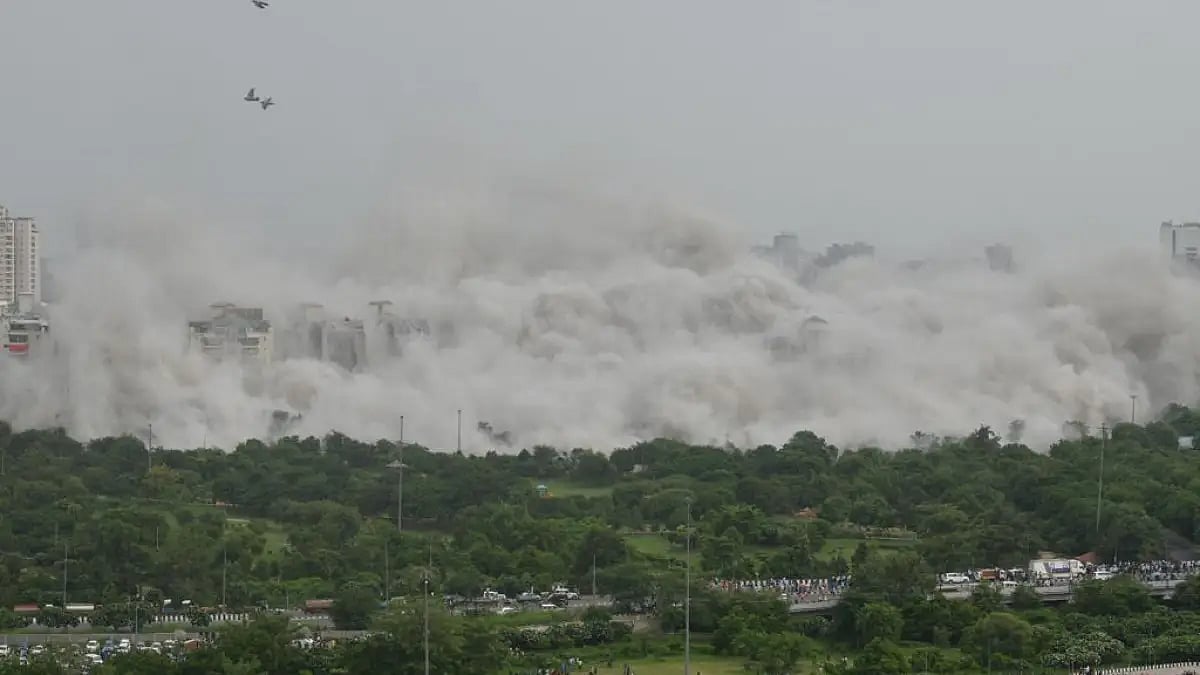 Demolition of Supertech twin towers in Noida in Uttar Pradesh 
