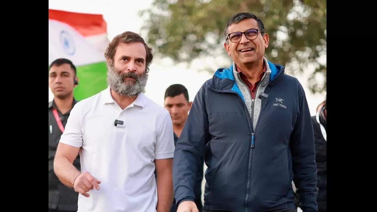 Raghuram Rajan and Rahul Gandhi at Bharat Jodo Yatra