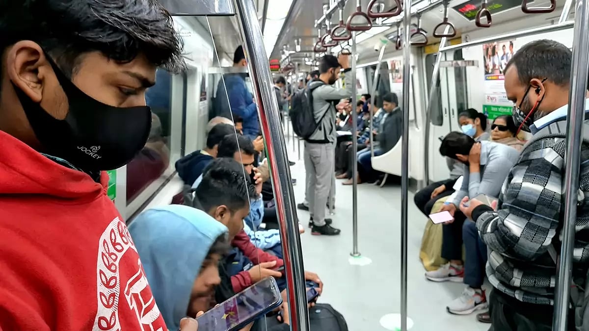 Passengers aboard a metro