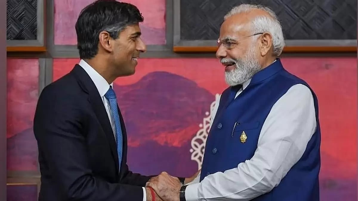 UK PM Rishi Sunak with PM Narendra Modi