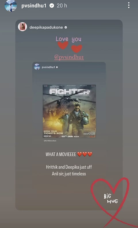 PV Sindhu''s post for 'Fighter'