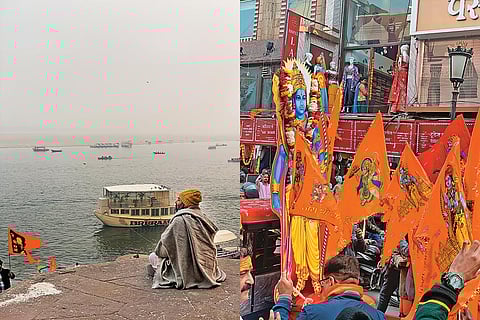 Vignettes: Bhagwa at Varanasi ghats; Procession at Godoulia, Varanasi