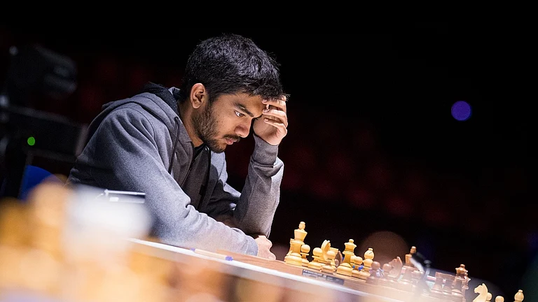 D Gukesh in action at the Tata Steel Masters Chess Tournament 2024 - X/ D Gukesh