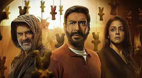 Ajay Devgn, Jyotika, R Madhavan in 'Shaitaan's poster