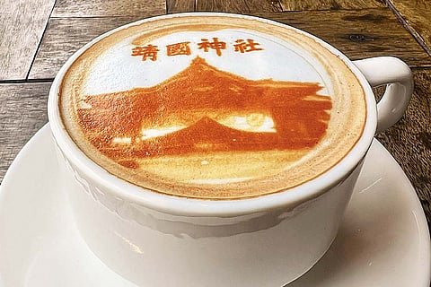 Latte art at the Yasukuni Jinja cafe