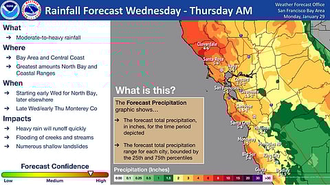 A slower initial storm progression has led to increased rainfall totals, most notably over the North Bay. The storm is expected to gradually speed up as it moves through the Bay Area, though heavy rain is still likely across the area.