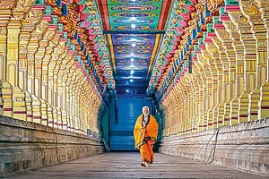 Photo: PTI : Prime Minister Narendra Modi at Ramanathaswamy Temple in Rameswaram on January 20, 2024.