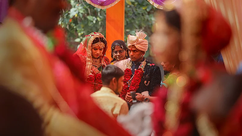 Wedding of visually impaired couple