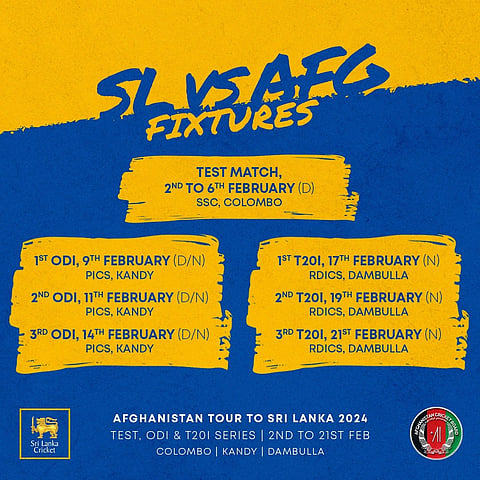 Here is the full schedule for the AFG tour of SL