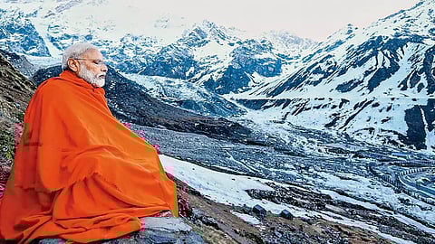 Modi at Kedarnath Photo: PTI