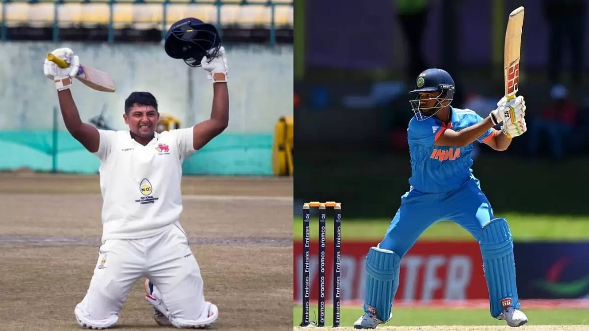 Sarfaraz Khan (L) and Musheer Khan (R) both scored tons for India on the same day 
 - File