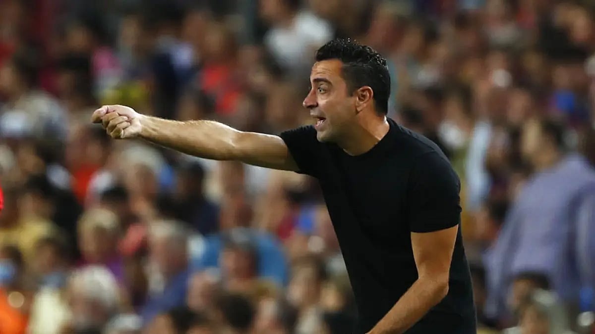 AP : Barcelona's head coach Xavi Hernandez during their La Liga 2022-23 match against Rayo Vallecano
