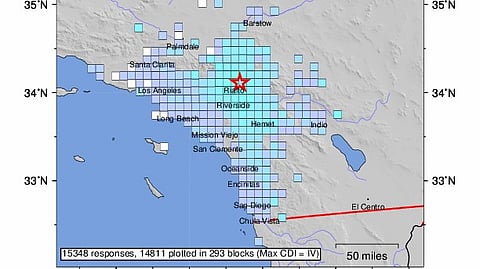 Earthquake intensity map.