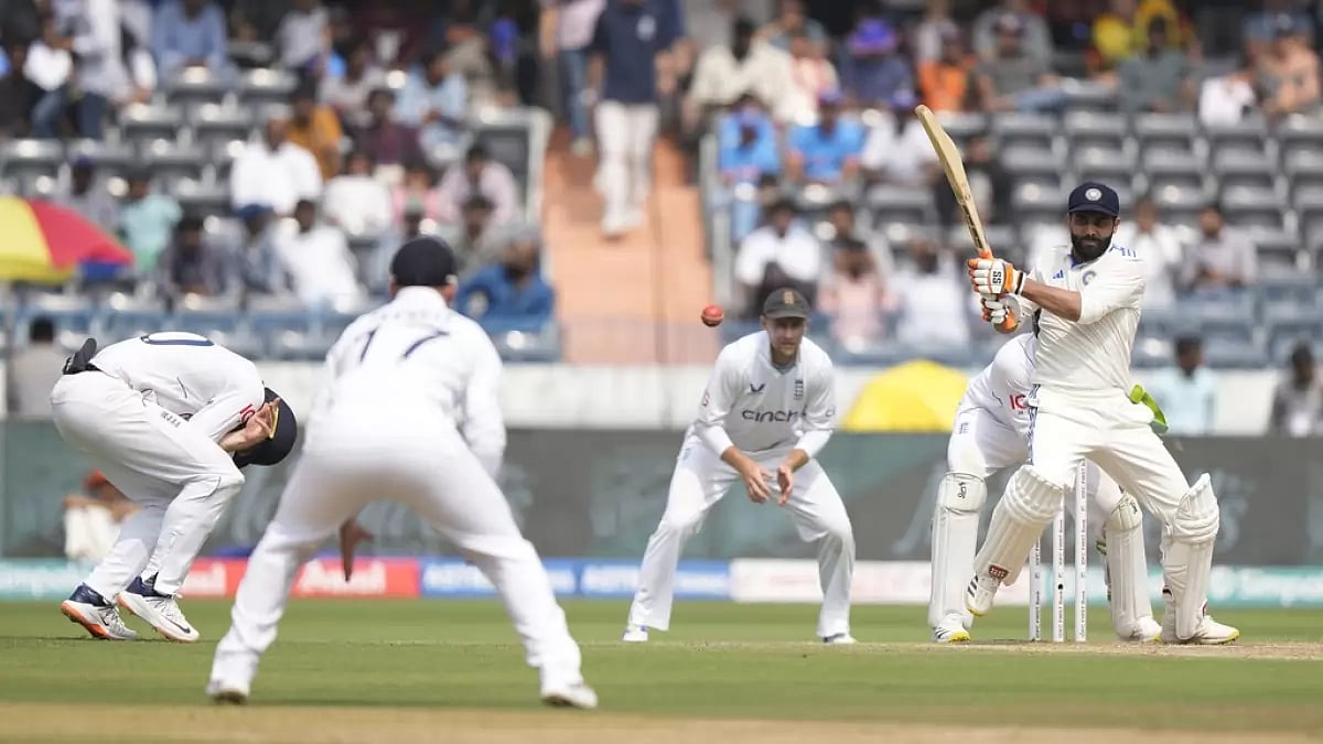 AP : India's Ravindra Jadeja bats during the second day of the first test match against England in Hyderabad