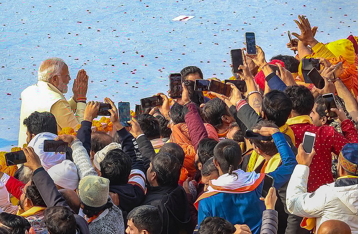 PTI : File photo of PM Modi greeting a crowd 