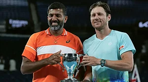 AP : Australian Open 2024: Rohan Bopanna, Matthew Ebden with the men's doubles trophy