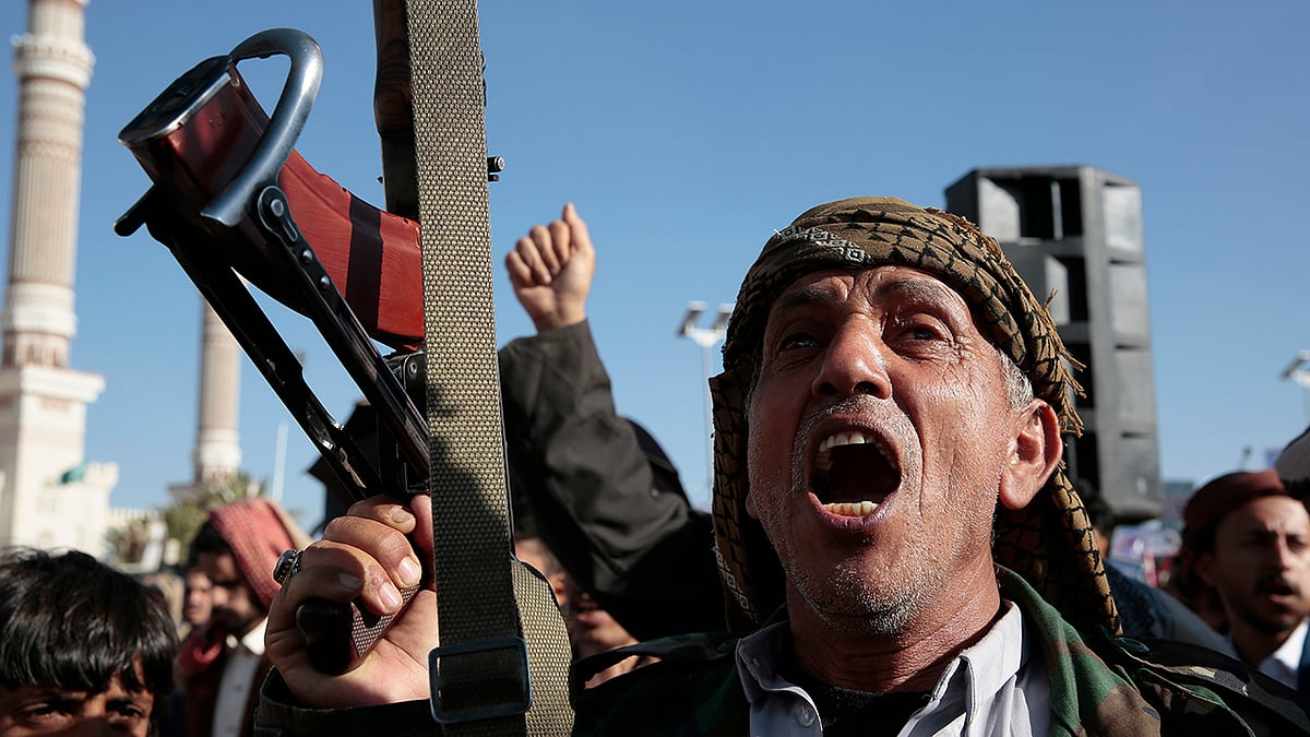 | Photo: AP/Osamah Abdulrahman : Houthi Supporters