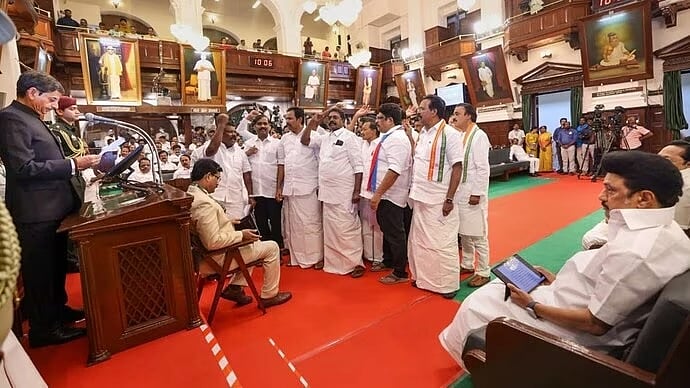 PTI : Members of DMK allies raise slogans against Tamil Nadu Governor RN Ravi 