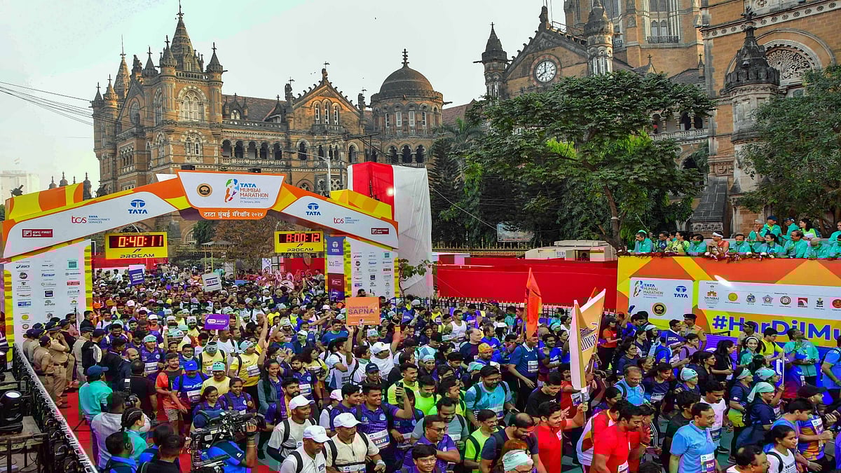 PTI : Participants during the TATA Mumbai Marathon 2024 