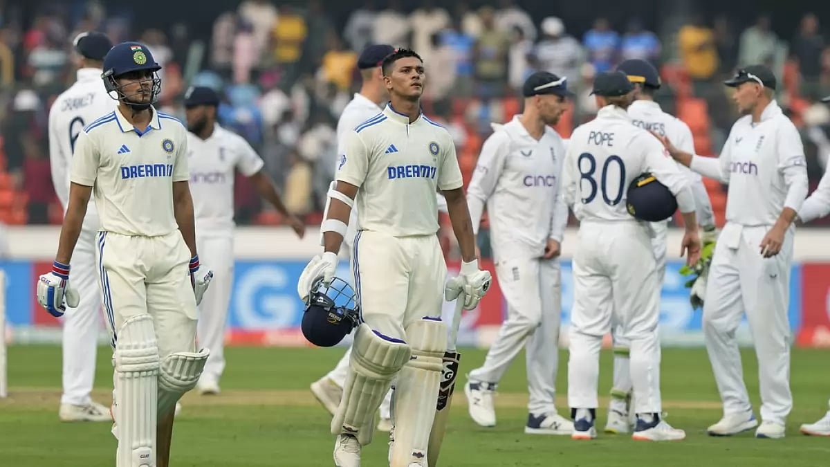 AP : Shubman Gill and Yashasvi Jaiswal walk back to the pavilion after the end of the first day of the first cricket Test match between India and England in Hyderabad