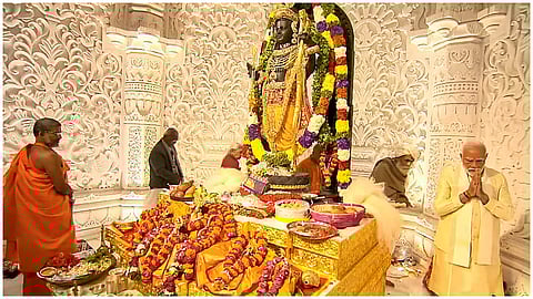 Ayodhya: Prime Minister Narendra Modi during the 'Pran Pratishtha' rituals at the Ram Mandir
