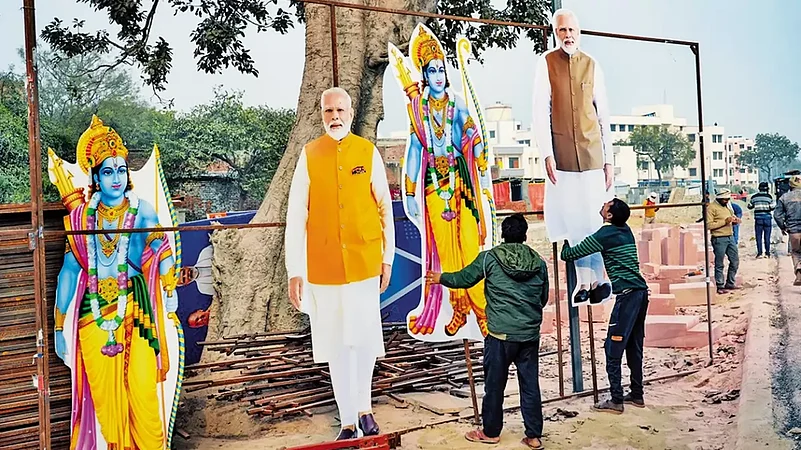 In One Frame: Cutouts of Lord Ram and Prime Minister Narendra Modi being put up in Ayodhya ahead of the Ram temple opening