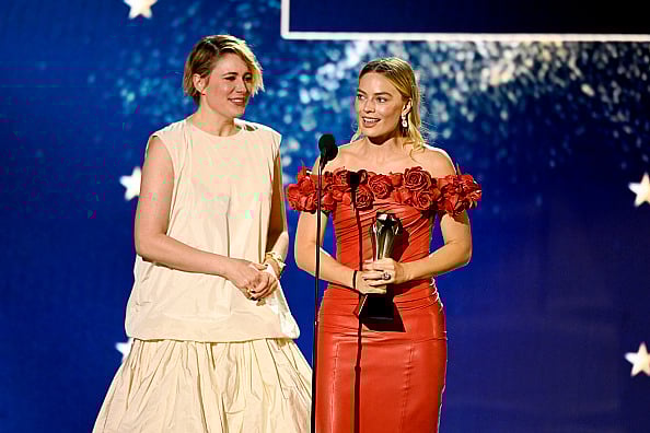 Getty Images : Greta Gerwig and Margot Robbie accept the Best Comedy Award for 'Barbie' at The 29th Critics' Choice Awards 