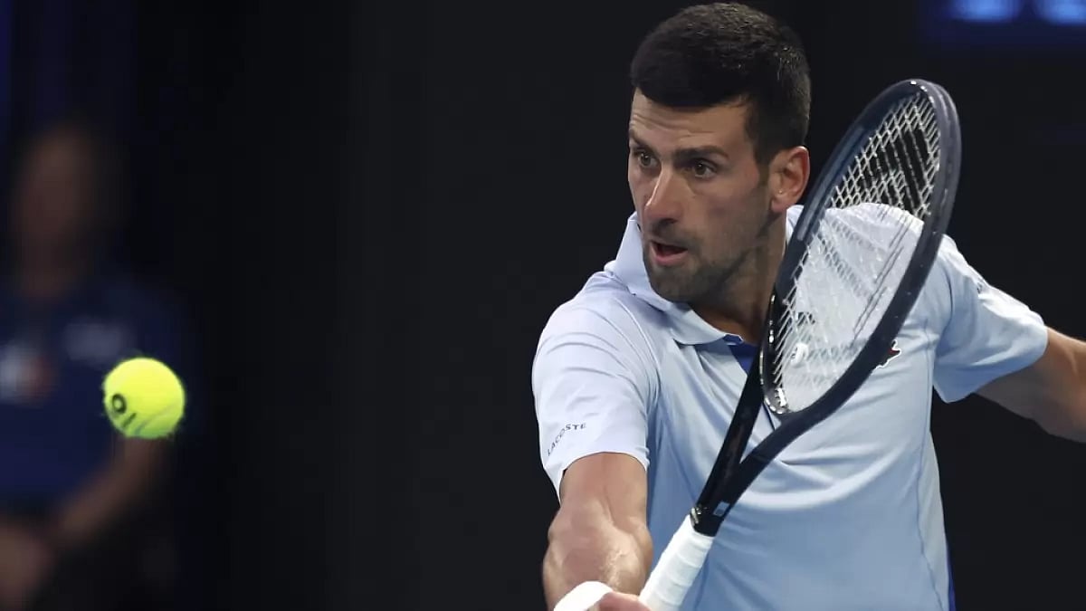 AP : World number one men's singles tennis player Novak Djokovic in action at the Australian Open 2024