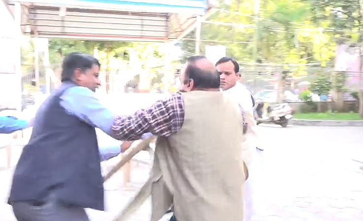 X/ @NarendraSaluja : Visual from the viral video of Congress vs Congress clash in Madhya Pradesh