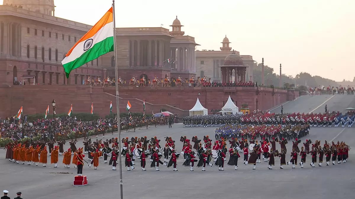 PTI : Rehearsal For Beating Retreat Ceremony. 