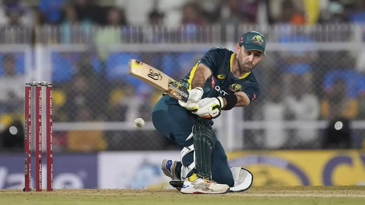 AP : Australia's Glenn Maxwell en route his century against India in the third T20I in Guwahati. 
