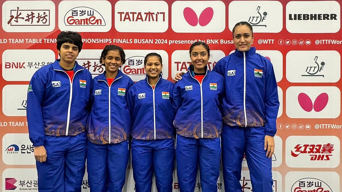 X/India_AllSports : The Indian women's table tennis team.