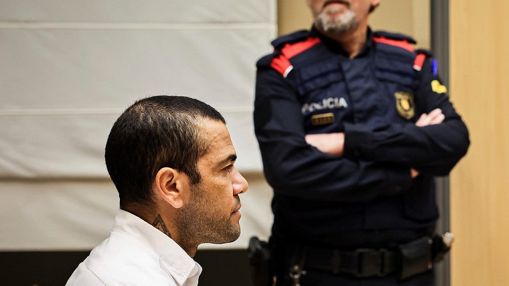 (Photo: AP) : Brazilian Soccer Player sitting during his trial in Barcelona Spain on February 5, Monday.  
