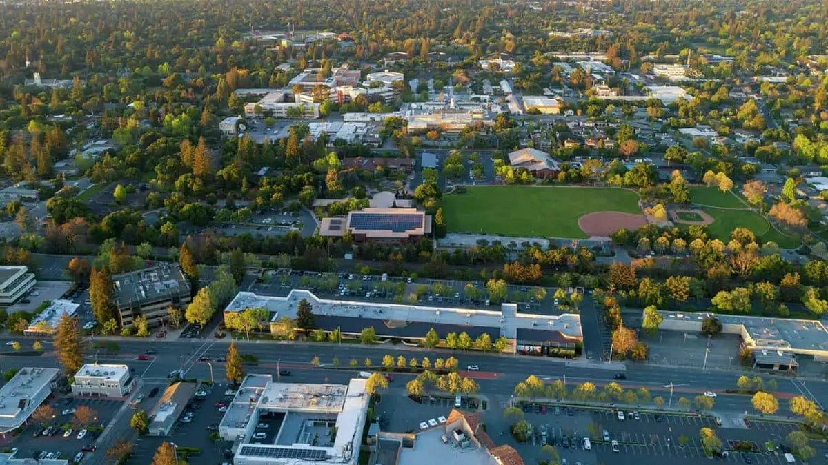 Image: Getty images : An aerial view of San Mateo County, which has declared loneliness a public health crisis.
